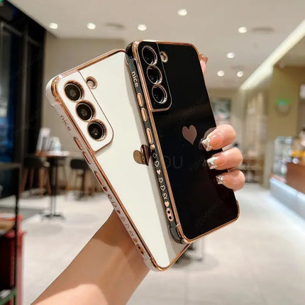 Luxury Plating Side Love Heart Design Slim Phone Case Samsung Galaxy