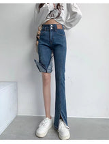Stylish Trendy High Waist Stretch Slim Wide Leg Flared Boot Cut Denim Pants Jeans