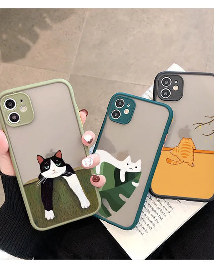Adorable Cat Design Phone Case Cover for iPhone 15 14 Pro Max Plus