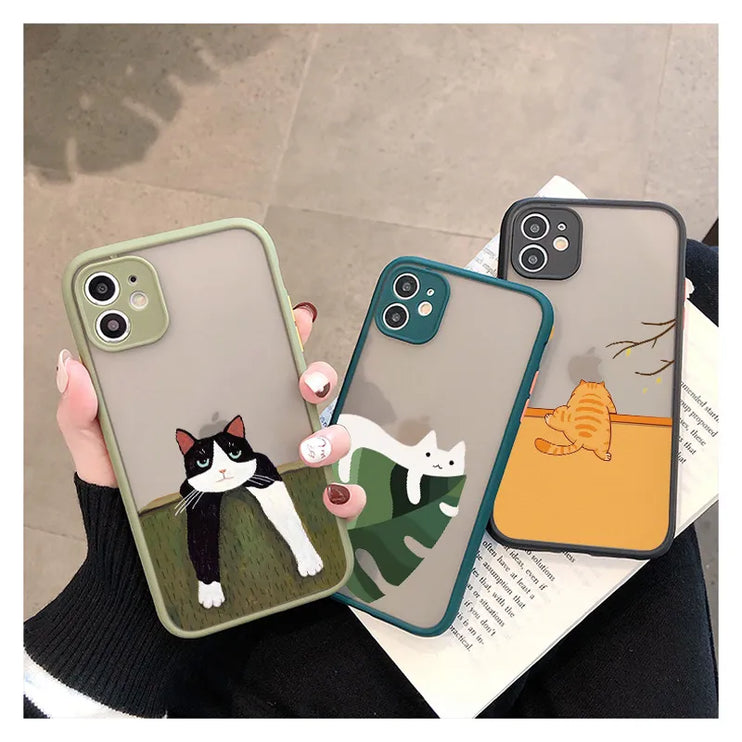 Adorable Cat Design Phone Case Cover for iPhone 15 14 Pro Max Plus