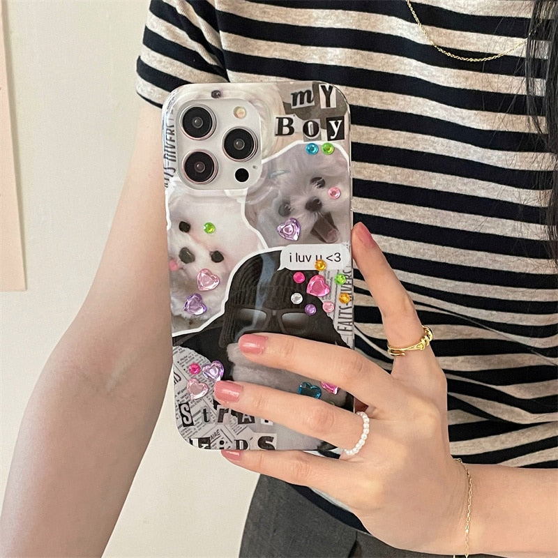 Adorable Cute Cat & Dog Design iPhone Phone Soft Cover Case