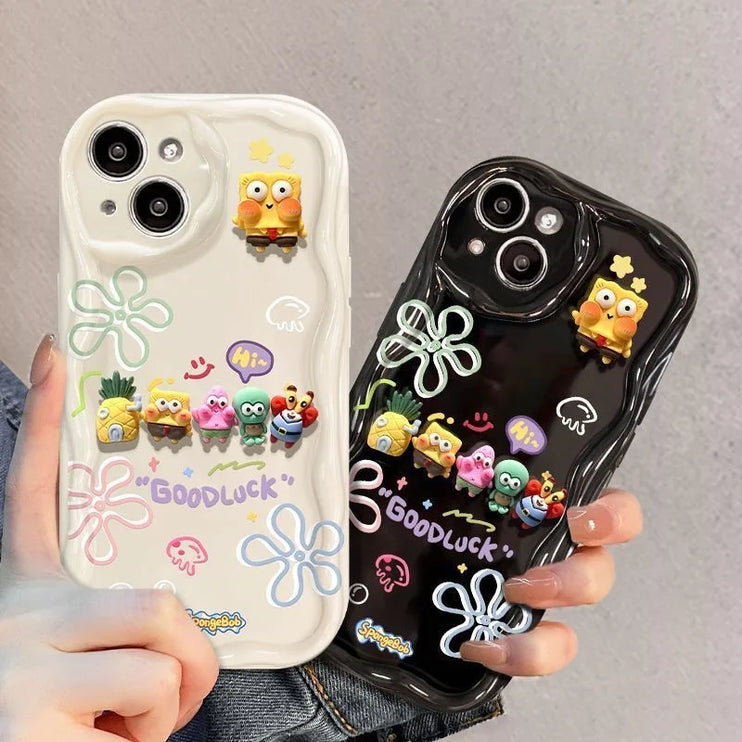 Cute Fun SpongeBob Charms Phone Case Cover For Samsung Galaxy S24 S20 FE S21 S22 Plus S23 Ultra