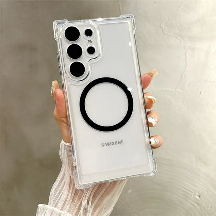 Luxury Reinforced Corners Transparent Armour Magnetic Case for Samsung Galaxy