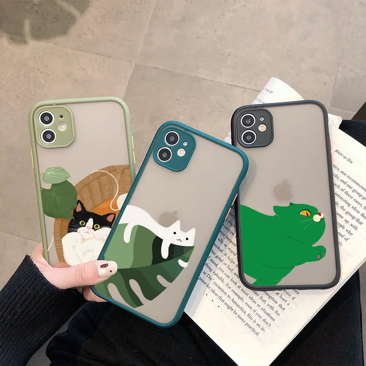 Adorable Cat Design Phone Case Cover for iPhone 15 14 Pro Max Plus