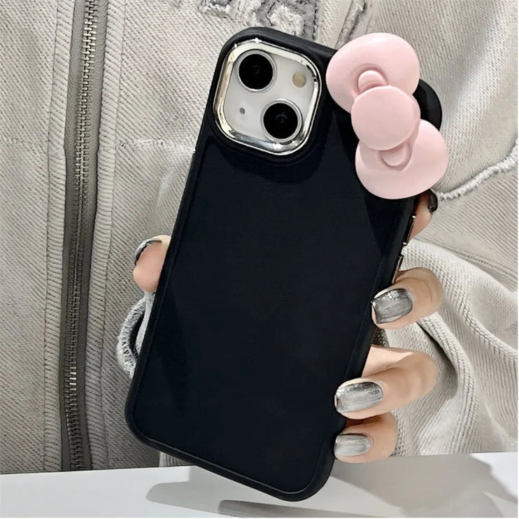 Cute 3D Pink Bowknot Soft Silicone Phone Case Cover for iPhone 15 14 13 12 11 Pro Max X XR