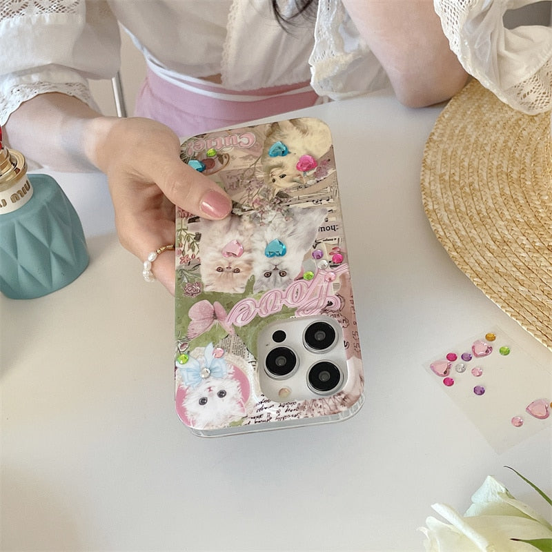 Adorable Cute Cat & Dog Design iPhone Phone Soft Cover Case