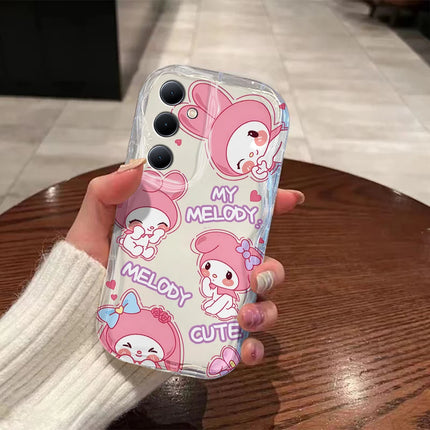 Cute My Melody & Kuromi Cartoon 3D Wave Transparent Clear Phone Case for Samsung Galaxy
