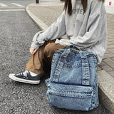 Causal Stylish Fashion Travel School Laptop Denim Bag Backpack