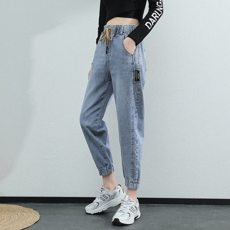 Vintage High Waist Ankle Length Women Fashion Denim Jeans