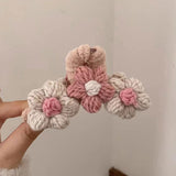 Adorable Floral Pattern Cotton Wool Fashion Hair Jewelry Claw Clip