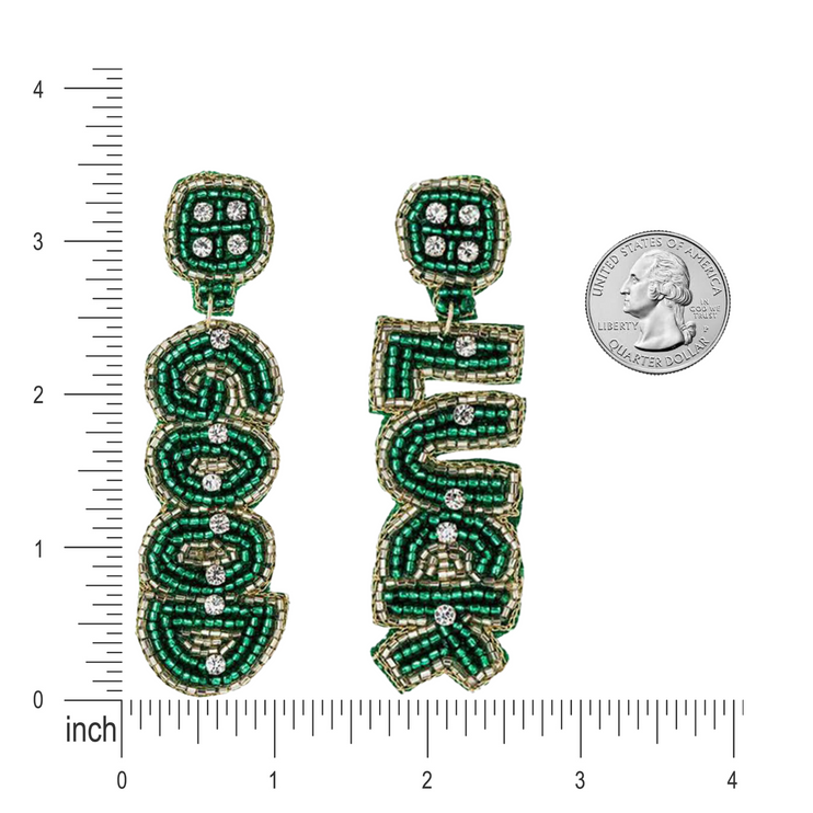 St. Patrick's Day Beaded Rhinestone Good Luck Charms Dangle Fashion Earrings