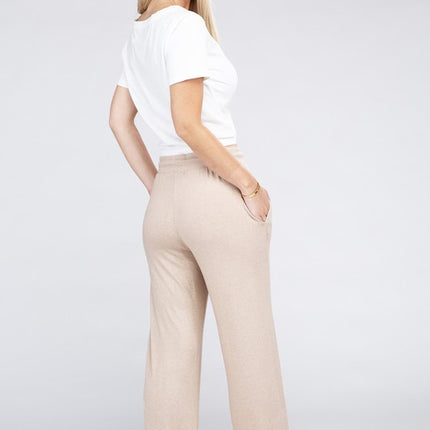 Soft Terry Lounge Pants with Elastic Drawstring Waist