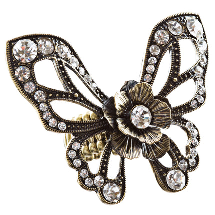 Flower Accented Butterfly Stretch Ring - Accessoriesforever
