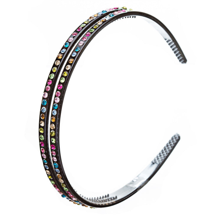 Fashion Sparkle Crystal Rhinestone Double Row Design Teeth Headband - Accessoriesforever