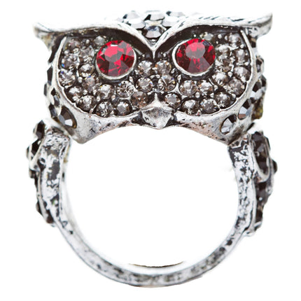 Owl Animal 3D Crystal Rhinestone Stretch Ring - Accessoriesforever