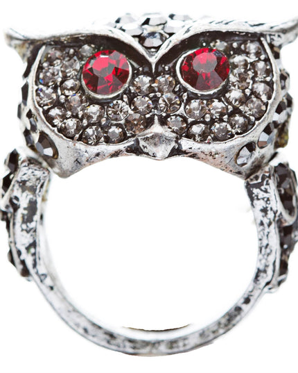 Owl Animal 3D Crystal Rhinestone Stretch Ring
