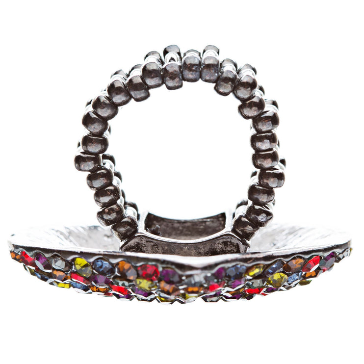 Crystal Pave Beautiful Heart Valentine's Day Stretch Adjustable Ring - Accessoriesforever