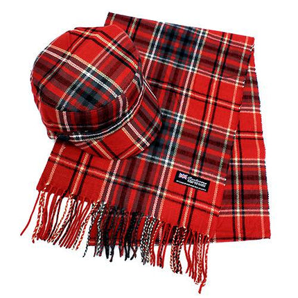 Classic Fashion Plaid Pattern Design Newsboy Hat and Soft Scarf Set - Accessoriesforever