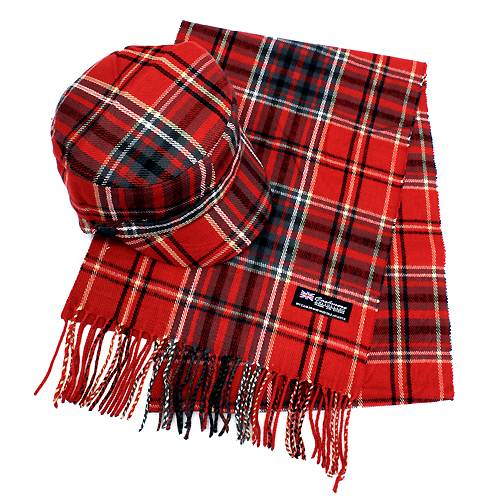 Classic Fashion Plaid Pattern Design Newsboy Hat and Soft Scarf Set - Accessoriesforever