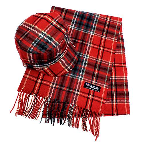 Classic Fashion Plaid Pattern Design Newsboy Hat and Soft Scarf Set