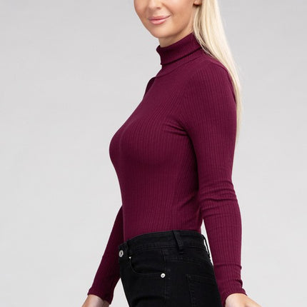 Long-Sleeve Turtleneck Bodysuit with Snap Closure