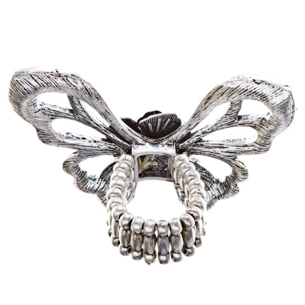Flower Accented Butterfly Stretch Ring - Accessoriesforever