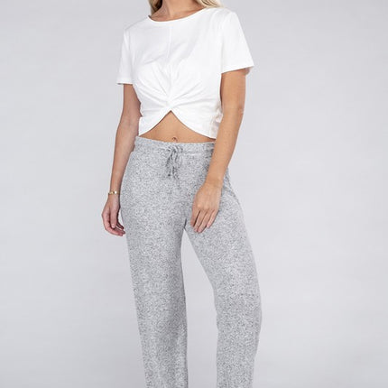 Soft Terry Lounge Pants with Elastic Drawstring Waist