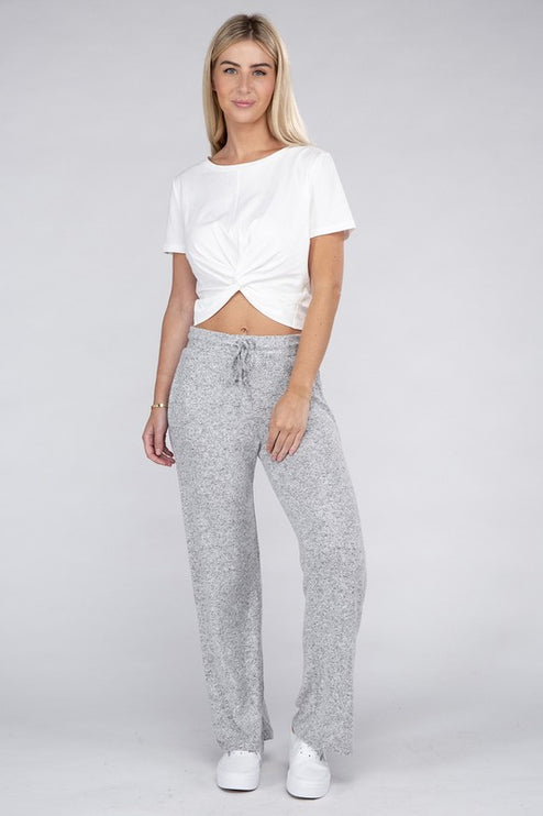 Soft Terry Lounge Pants with Elastic Drawstring Waist