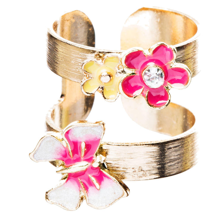 Adorable Butterfly Floral Decorated Crystal Fashion Open Ring - Accessoriesforever