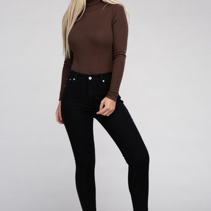 Long-Sleeve Turtleneck Bodysuit with Snap Closure