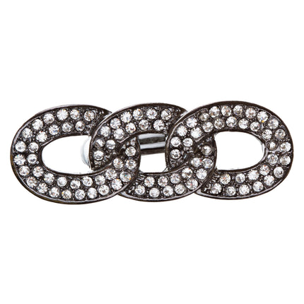 Chain Trio Link Crystal Pave Stretch Ring - Accessoriesforever
