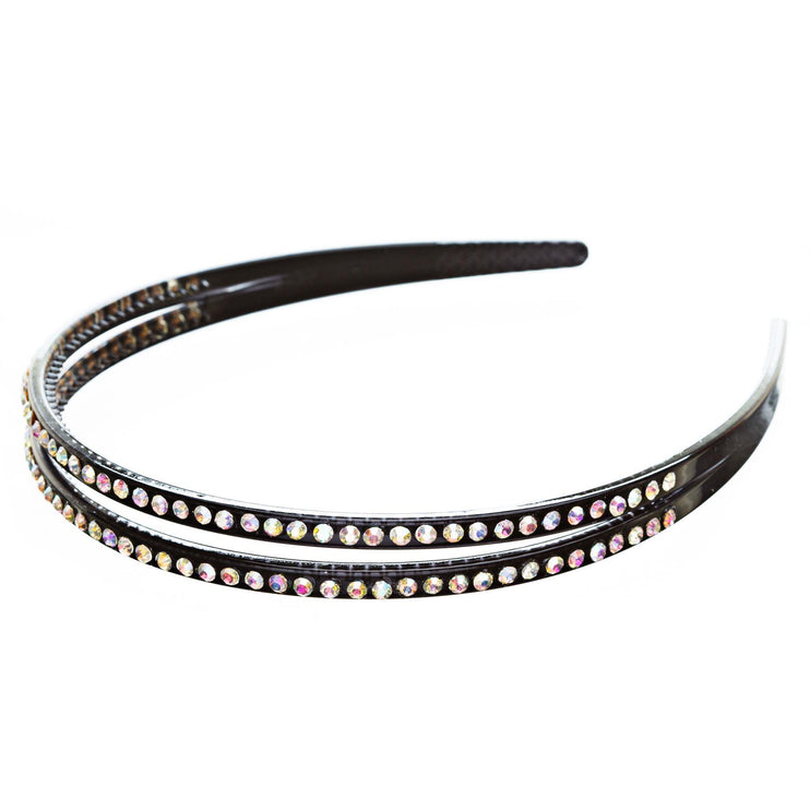 Fashion Sparkle Crystal Rhinestone Double Row Design Teeth Headband - Accessoriesforever