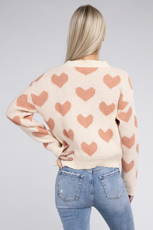 Cute Adorable Fashion Stylish Cozy Heart Pattern Knitted Top Sweater