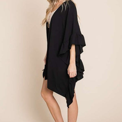 Versatile Kimono Fashion Top with Ruffled Sleeves