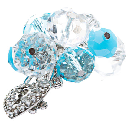 Crystal Cluster Pave Heart Key Stretch Ring