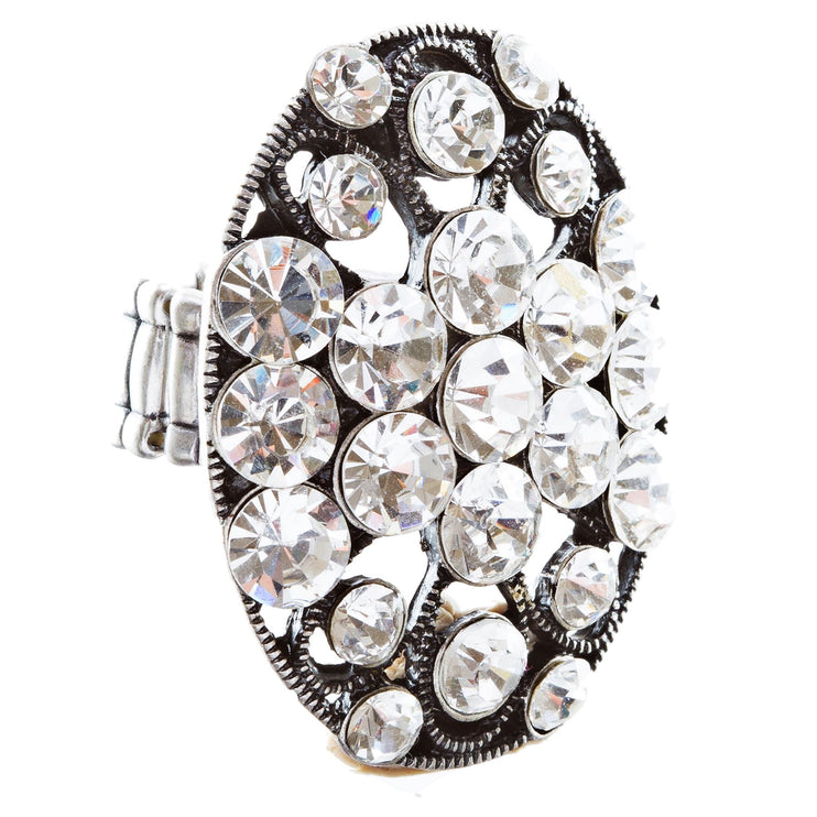 Modern Fashion Crystal Rhinestone Gorgeous Oval Shape Stretch Ring