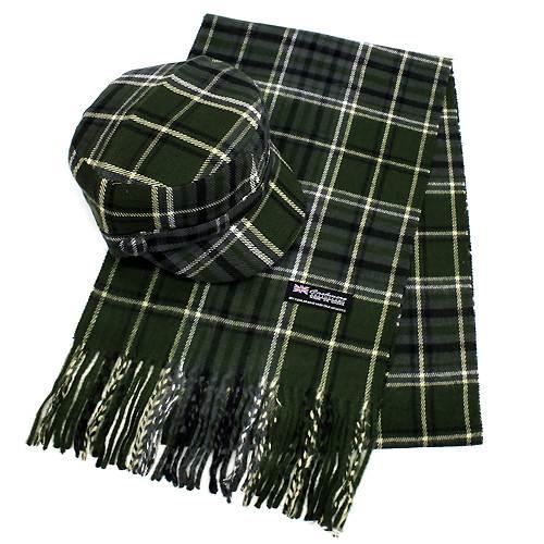 Classic Fashion Plaid Pattern Design Newsboy Hat and Soft Scarf Set