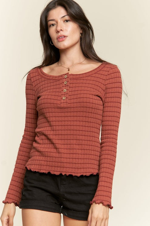 Casual Classic Button Detail Round Neck Striped Fashion Top - Accessoriesforever
