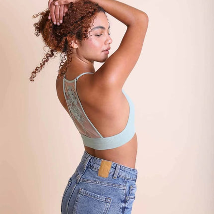 Stylish Tattoo Mesh Design Top Racerback Bralette