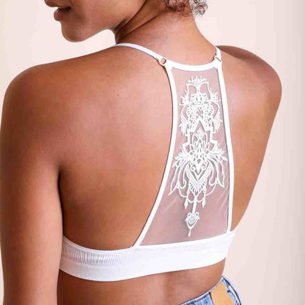 Stylish Tattoo Mesh Design Top Racerback Bralette