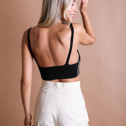 Cozy Casual Stylish Mod Lines Cropped Contour Cami Brami