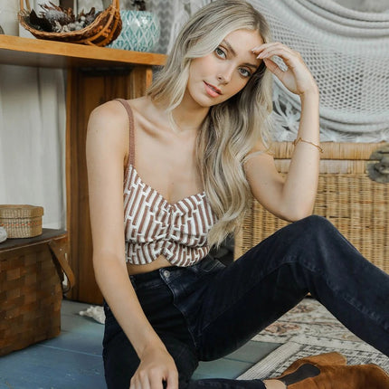 Cozy Casual Stylish Mod Lines Cropped Contour Cami Brami