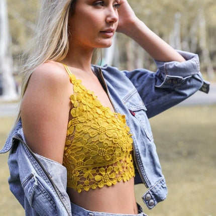 Floral Pullover Cotton Crochet Daisy Longline Bralette