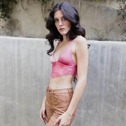 Luxurious Beautiful Velvet Longline Lace Bralette