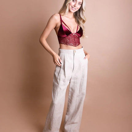 Luxurious Beautiful Velvet Longline Lace Bralette