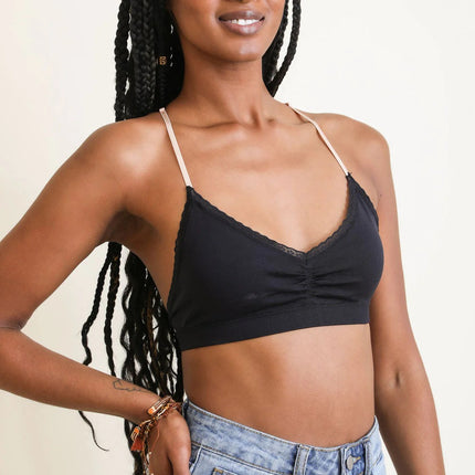 Floral Strappy Pullover Lattice Bralette
