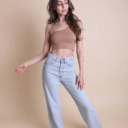 Cropped Fit Asymmetrical One-Shoulder Brami