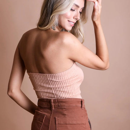 Classic Casual Strapless Accordion Ribbed Bandeau - Accessoriesforever