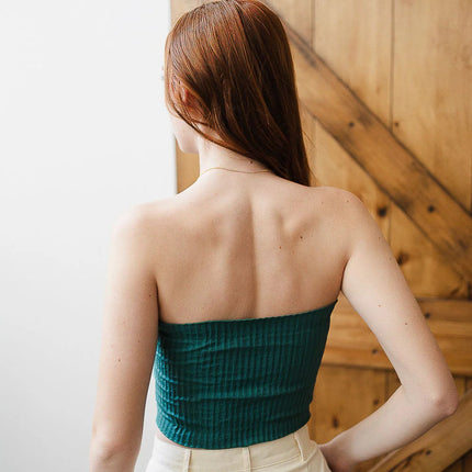 Classic Casual Strapless Accordion Ribbed Bandeau - Accessoriesforever