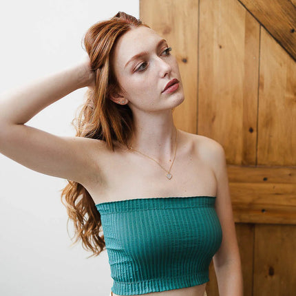 Classic Casual Strapless Accordion Ribbed Bandeau - Accessoriesforever